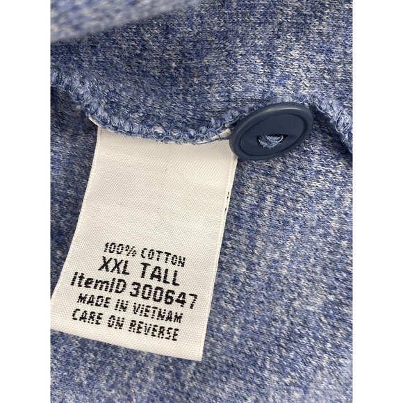 LL Bean Slightly Fitted Thick Button Henley Heather Blue Pima Cotton Sz XXL Tall - Picture 7 of 11